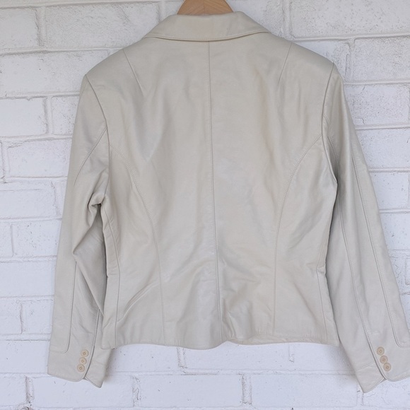Scully Cream Leather Blazer Jacket - Picture 6 of 8